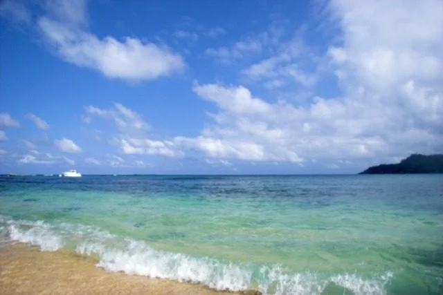 Beautiful beach with a great blue sky and turqoise water in Sao Tomé - Equator