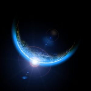 La Journée mondiale de la Terre 2014 2 Earth with Rising Sun illustration. Copy space for your text