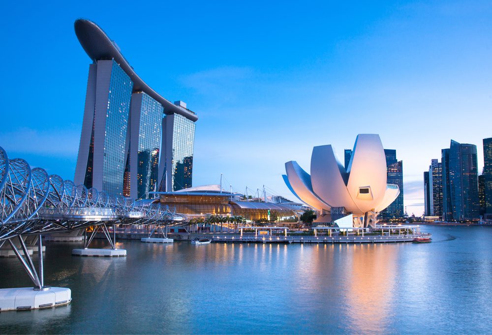 Singapour skyline Marina Bay nuit