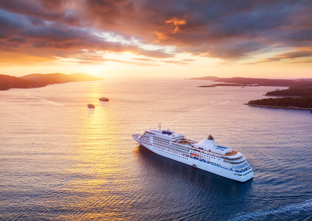 Croisière, vue sur le coucher du soleil Croatie