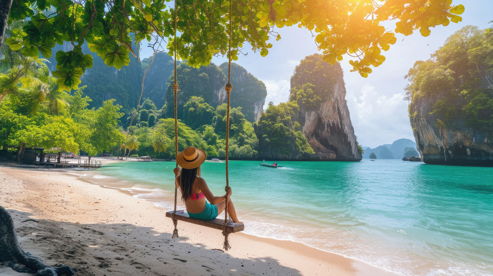Touriste à la plage de Krabi, Thailand