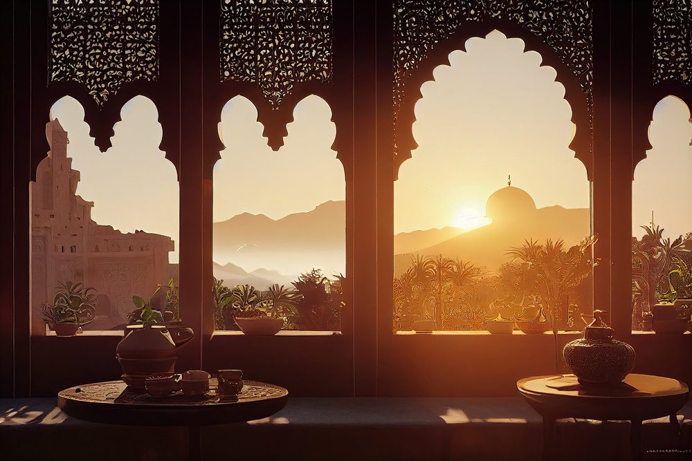 Vue sur le coucher du soleil au Maroc