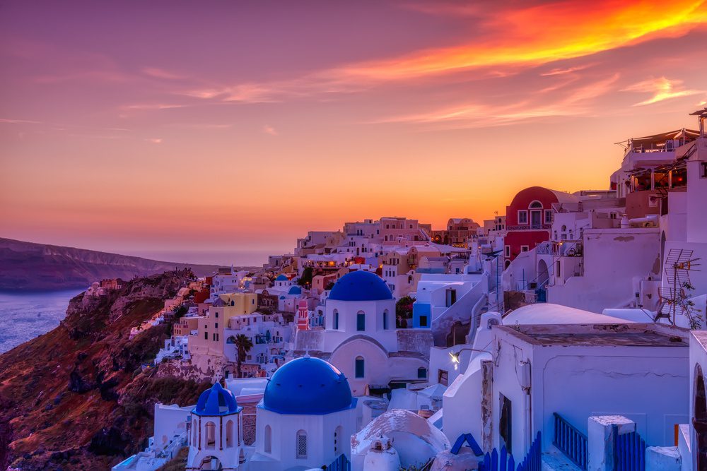 Coucher de soleil à Santorin, Grèce