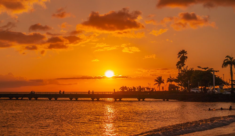 Coucher de soleil à la plage, Martinique, Antilles Française