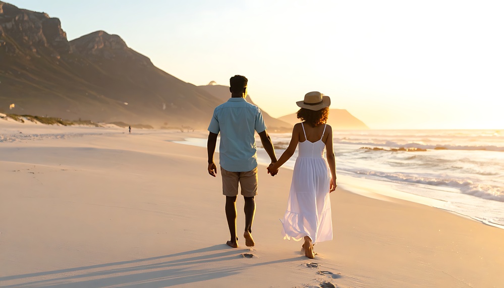 Août au soleil : le guide pratique pour choisir la destination idéale de vos vacances 2 Couple à la plage; voyage amoureux
